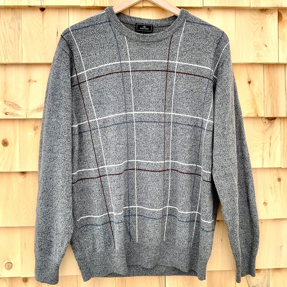 Men’s Dockers Gray Plaid Sweater-XL